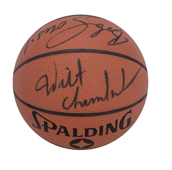 Basketball Hall of Fame Multi-Signed Spalding Basketball With 5 Signatures Including Wilt Chamberlain and Kareem Abdul-Jabaar (JSA)